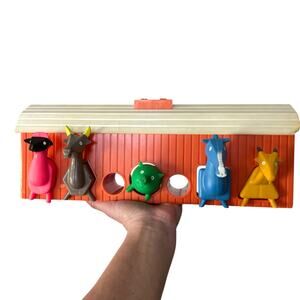 Vintage 1960s Lakeside Toys Barn Farm Animals Shapes Color Geometric Imperfect
